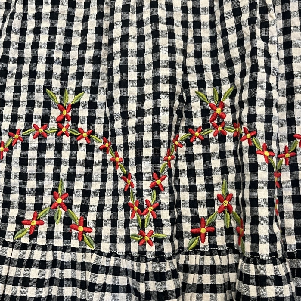NATURAL LIFE Skirt Gingham Tiered Maxi Skirt Black White Embroidered Size M - Picture 11 of 13